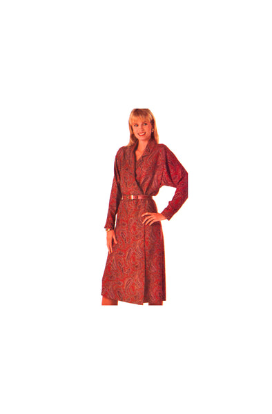 Simplicity 7189 Wrap Dress with Notched Collar and Long Tapered Sleeves, Uncut, Factory Folded Sewing Pattern Plus Size 16-20