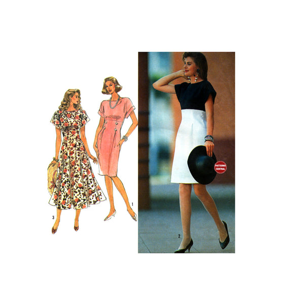 Simplicity 7258 Dress with Full or Slim Skirt, Part Cut, Sewing Pattern Size 8-10