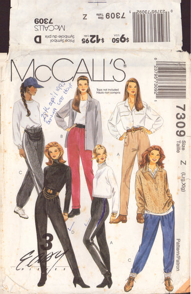 McCall's 7309 Sewing Pattern, Women's Pants, Size Lrg-Xlg, Cut, Complete