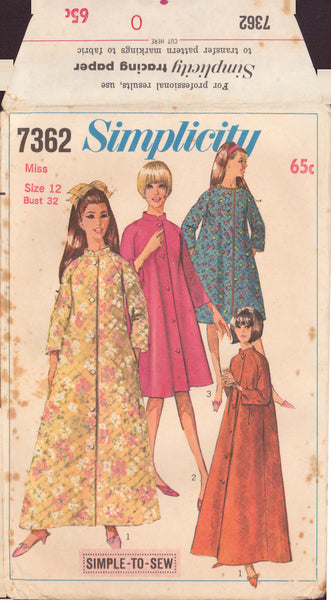Simplicity 7362 Sewing Pattern, Misses' Robe, Size 12, Cut, Complete