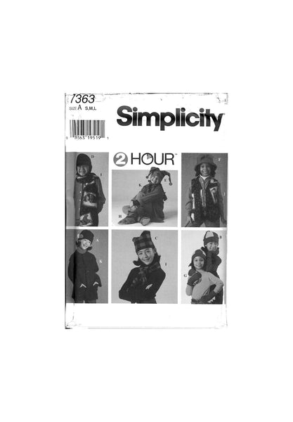 Simplicity 7363 Boys' And Girls' Accessories, Uncut, Factory Folded Sewing Pattern Size S. M. L