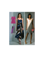 McCall's 7383 Shaped Hemline Dresses in Two Lengths with or without Sleeves, Uncut, Factory Folded, Sewing Pattern Size 4-14