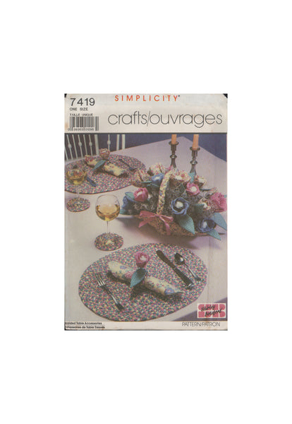 Simplicity 7419 Sewing Pattern, Braided Table Accessories, One Size, Uncut, Factory Folded