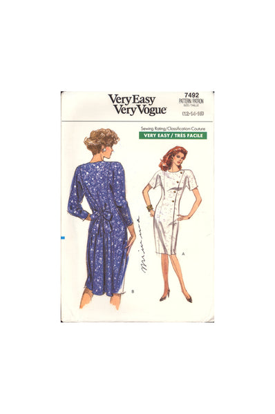 Vogue 7492 Sewing Pattern, Half-Size Dress, Size 12-14-16, Uncut, Factory Folded