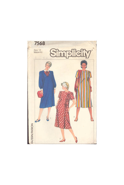 Simplicity 7568 Sewing Pattern, Maternity Dress, Size 12, Partially Cut, Complete