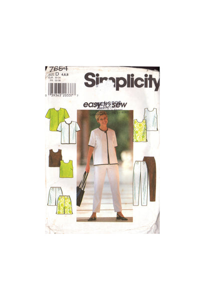 Simplicity 7654 Sewing Pattern Jacket Top Pants Or Shorts Size 4-6-8 Uncut Factory Folded
