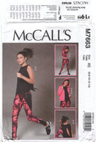 McCall's 7663 Activewear: Jacket, Tops and Leggings, Uncut, F/Folded Sewing Pattern Size 6-14 or 14-22