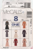 McCall's 7787 Dress with Flared or Straight Skirt and Sleeve, Neckline Variations, Uncut, Factory Folded, Sewing Pattern Size 16-20