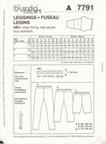 Burda 7791 Sewing Pattern, Leggings, Size 10-24, Uncut, Factory Folded