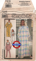Simplicity 7816 Nightgown in Two Lengths and Pajamas, Uncut, Factory Folded Sewing Pattern Bust 32.5-34 (83-87 cm)
