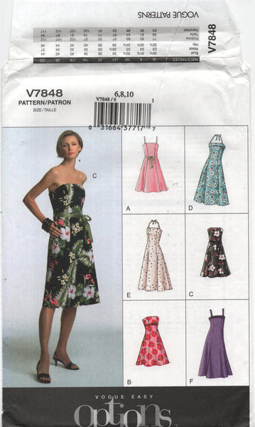 2000's Sewing Pattern: Vogue 7848 Strapless or Halter Neck Fit and Fla Patterns Central 2000's Sewing Pattern: Vogue 7848 Strapless or Halter Neck Fit and Fla Patterns Central