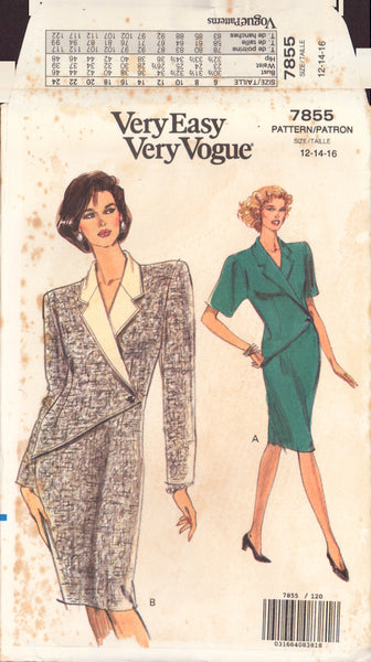 Vogue 7855 Sewing Pattern, Dress Size 12-14-16, Uncut, Factory Folded