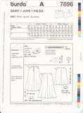 Burda 7896 Sewing Pattern, Skirt, Size 8-20, Uncut, Factory Folded