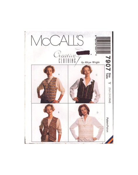McCall's 7907 Sewing Pattern Pinweave Vests Size Xsm-Sml-Med Uncut, Factory Folded