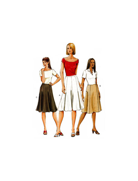 Vogue 7910 Loose Fitting, Flared Skirt with Seam Variations, Partially Cut, Complete Sewing Pattern Size 12-16