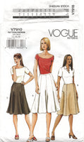 Vogue 7910 Loose Fitting, Flared Skirt with Seam Variations, Partially Cut, Complete Sewing Pattern Size 12-16