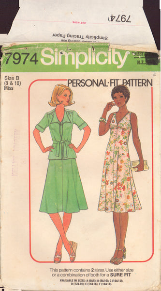 Simplicity 7974 Sewing Pattern Dress Jacket Size 8&10 Uncut, Factory Folded