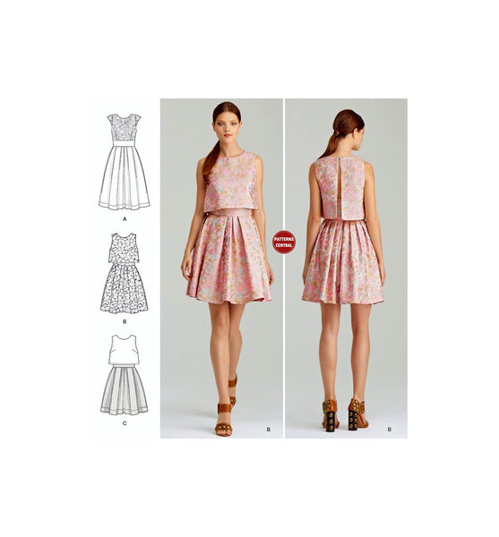 Simplicity 8086 Cynthia Rowley Dress with Pleated Skirt, Uncut, Factory Folded, Sewing Pattern Size 4-12