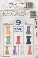McCall's 8107 Fit and Flare Princess Seam Dress in Two Lengths, Uncut, Factory Folded, Sewing Pattern Size 10-14