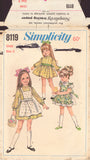 Simplicity 8119 Sewing Pattern, Girls' Dress and Apron, Size 3, Cut, Complete
