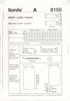 Burda 8155 Sewing Pattern, Skirt, Size 8-20, Uncut, Factory Folded