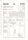 Burda 8155 Sewing Pattern, Skirt, Size 8-20, Uncut, Factory Folded