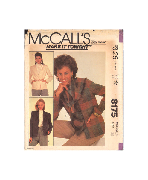 McCall's 8175 Sewing Pattern Jacket Size 14 Uncut Factory Folded