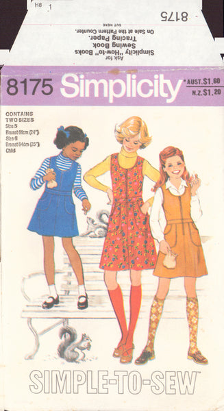 Simplicity 8175 Sewing Pattern, Girl's Jumper, Cut, Complete