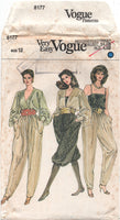 Vogue 8177 Front Wrap Top, Camisole, Baggy, Pleated Pants and Knickerbockers, Uncut, Factory Folded Sewing Pattern Size 12