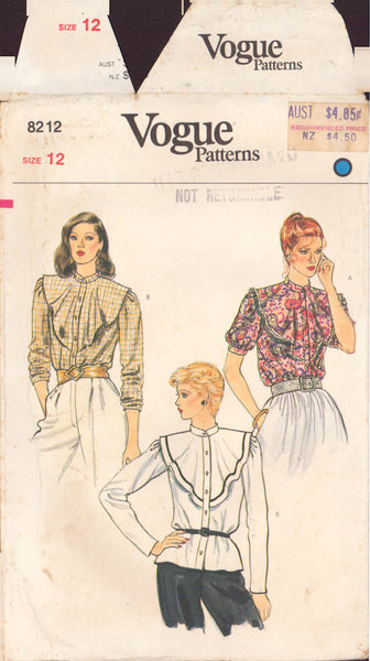 Vogue 8212 Sewing Pattern, Size 12, Blouse, Cut, Complete