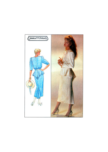 Simplicity 8223 Jessica McClintock Two-Piece Peplum Dress, Uncut, Factory Folded Sewing Pattern Size 14