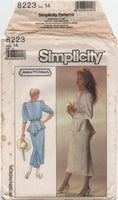 Simplicity 8223 Jessica McClintock Two-Piece Peplum Dress, Uncut, Factory Folded Sewing Pattern Size 14