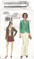 Vogue 8263 Single Button Jacket, Contour Waist Cuffed Shorts and Pants, Uncut, Factory Folded Sewing Pattern Size 6-12 or 14-20
