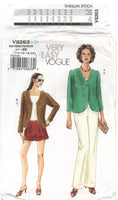 Vogue 8263 Single Button Jacket, Contour Waist Cuffed Shorts and Pants, Uncut, Factory Folded Sewing Pattern Size 6-12 or 14-20