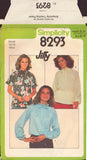 Simplicity 8293 Sewing Pattern, Jiffy Blouse, Size Small, Neatly Cut, Complete