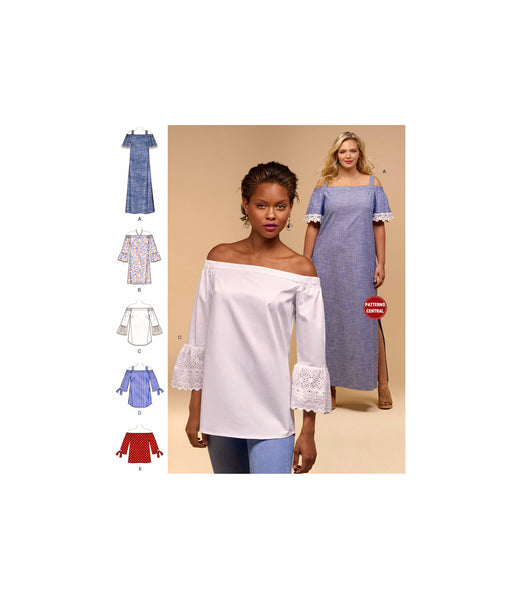 off the shoulder dress pattern simplicity Simplicity 8296 Off the Shoulder Dress, Top or Tunic with Length Varia Patterns Central