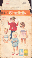 Simplicity 8327 Sewing Pattern, Toddlers' Romper and Dress, Size 3, Cut, Complete