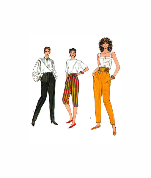 Vogue 8338 Tapered, Front Pleated Pants in Two Lengths, Cut, Complete Sewing Pattern Size 14