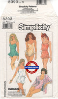 Simplicity 8393 Kimono, Tap Shorts, Bias Camisole and Teddy, Cut, Complete or Uncut, Factory Folded Sewing Pattern Bust 32.5-36 (83-92 cm)