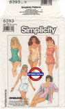 Simplicity 8393 Kimono, Tap Shorts, Bias Camisole and Teddy, Cut, Complete or Uncut, Factory Folded Sewing Pattern Bust 32.5-36 (83-92 cm)