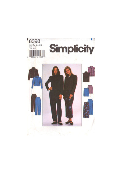 Simplicity 8398 Sewing Pattern Women's Jacket Vest Skirt Pants Size 8-10-12 Uncut Factory Folded