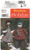 Simplicity 8415 Faith van Zanten 45" and 38" Christmas Caroling Dolls, Uncut, Factory Folded Sewing Pattern