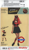 Simplicity 8432 DC Comics The Batwoman Costume, Uncut, Factory Folded, Size 16-24