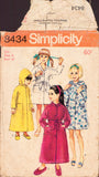 Simplicity 8434 Sewing Pattern, Girls' Robe, Size 8, Cut, Incomplete