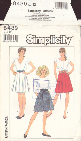 Simplicity 8439 Sewing Pattern Skirts, Size 12, Cut, Complete