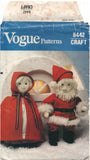 Vogue 8442 Mr and Mrs Santa Claus Dolls and Clothing, Uncut, Factory Folded, Sewing Pattern