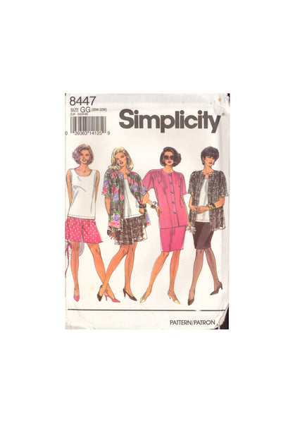 Simplicity 8447 Sewing Pattern, Skirt, Shorts, Tank Top and Shirt-Jacket, Size 26W-32W, Uncut, Factory Folded
