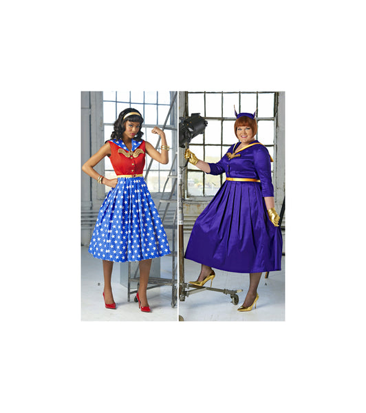 Simplicity 8481 Rockabilly, Wonder Woman Style Dress Costumes, Uncut, Factory Folded Sewing Pattern Size 10-18