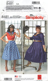 Simplicity 8481 Rockabilly, Wonder Woman Style Dress Costumes, Uncut, Factory Folded Sewing Pattern Size 10-18