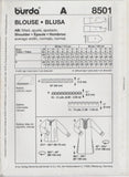 Burda 8501 Sewing Pattern, Blouse 8-20 (34-46) Uncut Factory Folded